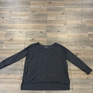 American Eagle Outfitters Charcoal Leopard Print Long Sleeve Top
